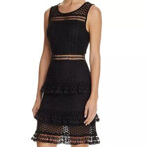 Aqua Sleeveless Lace Tiered Ruffled Drop Waist Cocktail Dress